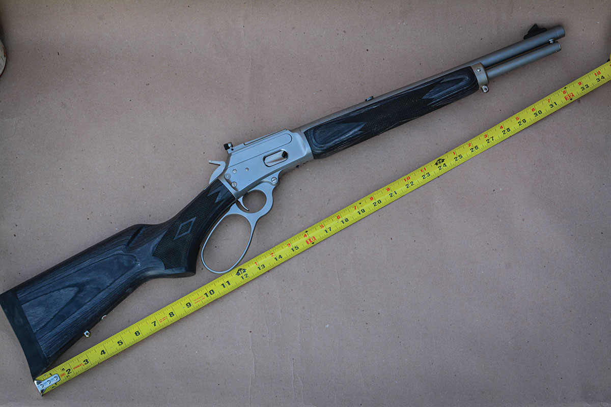 The Marlin Model 1894 Trapper Carbine is just 33.25 inches long and weighs 6.3 pounds.